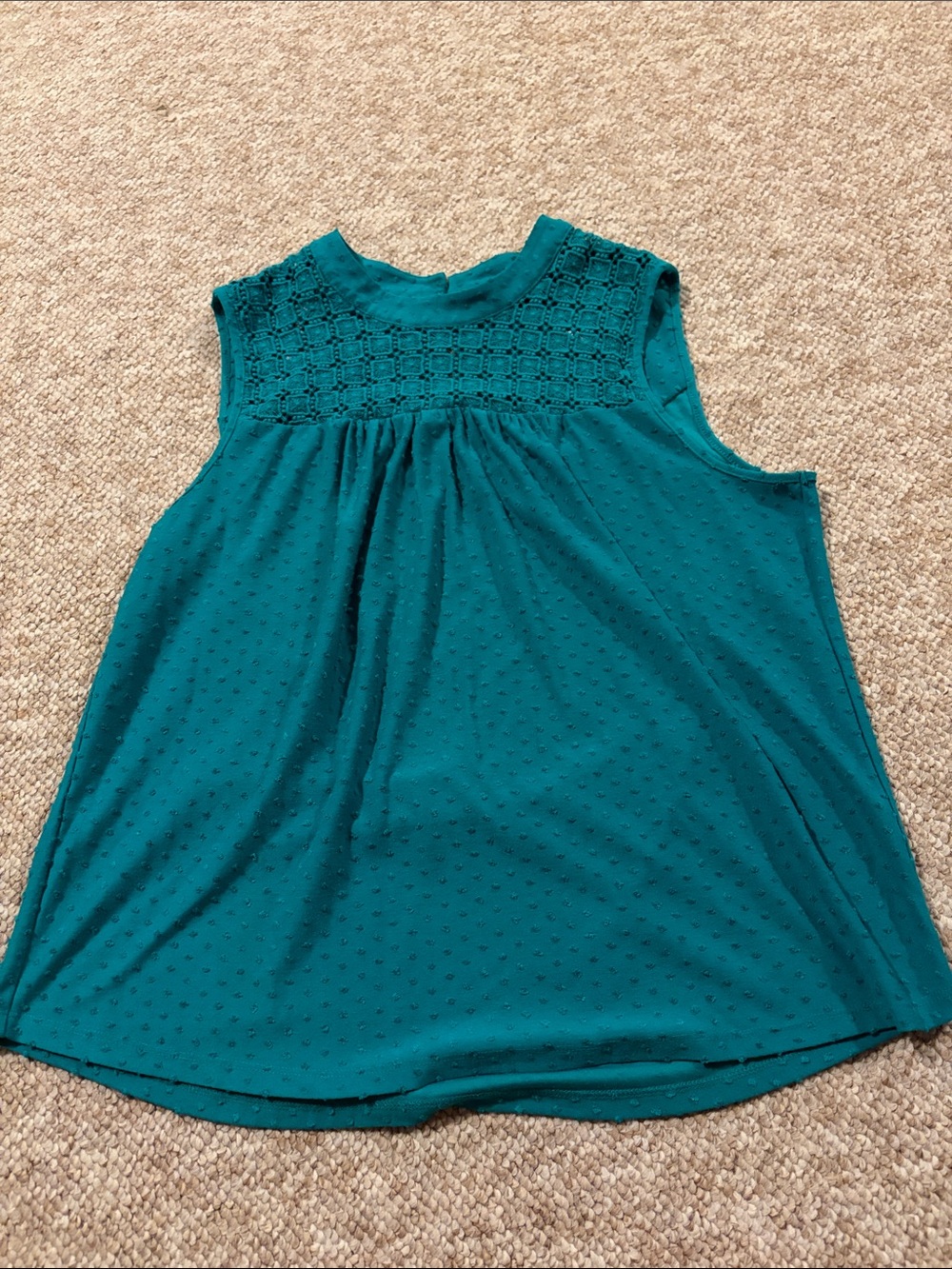 StitchFix Daniel Rainn Sleeveless Teal Lace-Yoke Women's Top